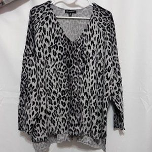INC Leopard Print V Neck Sweater